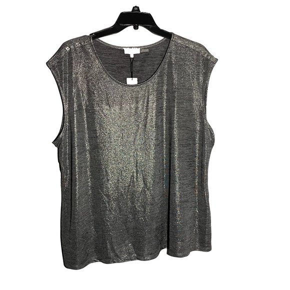 Calvin Klein Tops - NWT Calvin Klein Plus Metallic Dark Silver Top